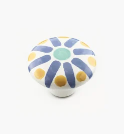 Lee Valley Blue Sunburst Painted Ceramic Knobs