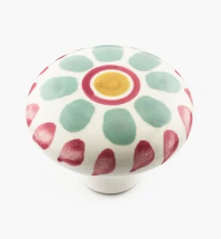 Lee Valley Green Floral Painted Ceramic Knobs
