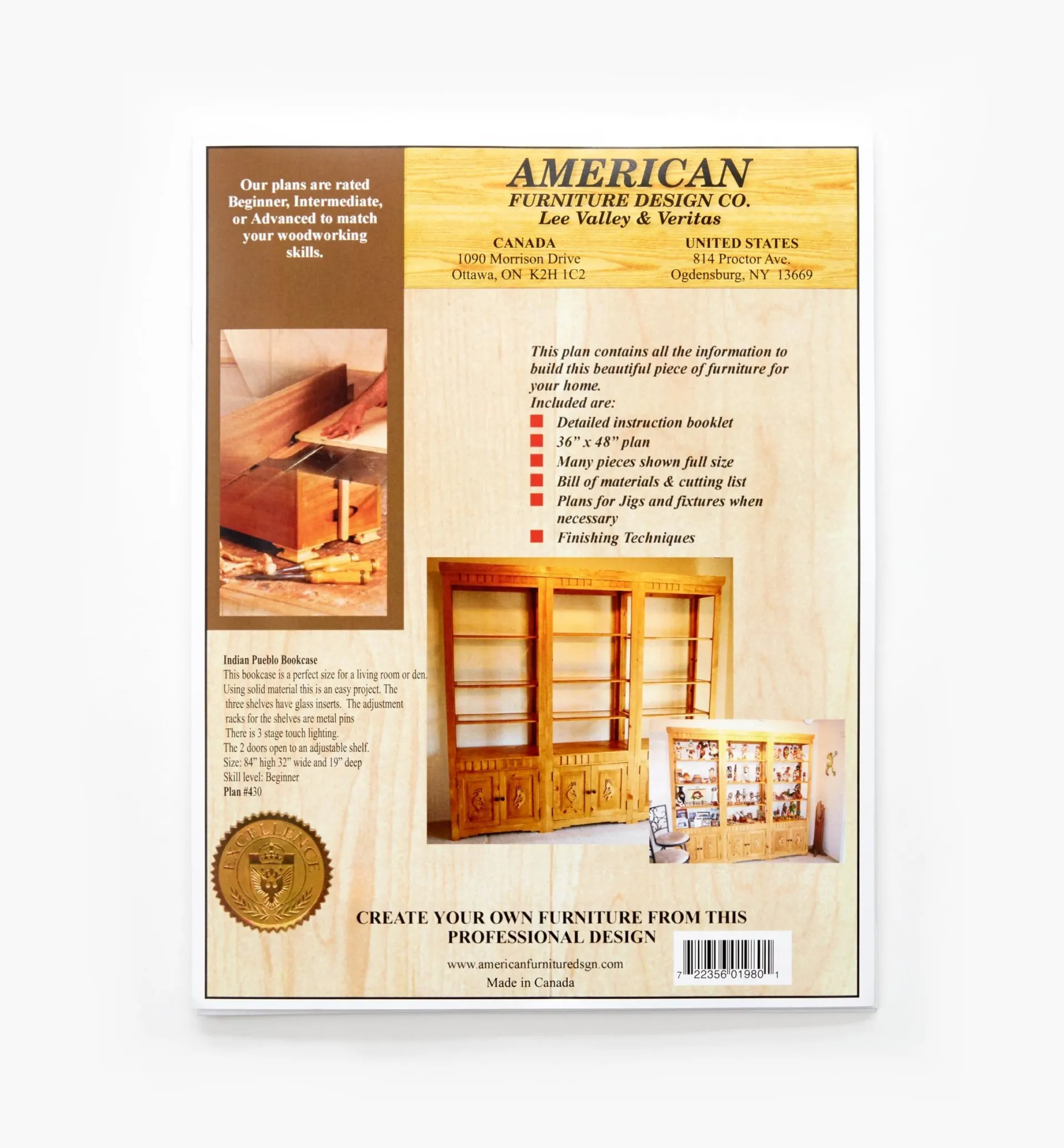 Lee Valley Indian Pueblo Bookcase Plan