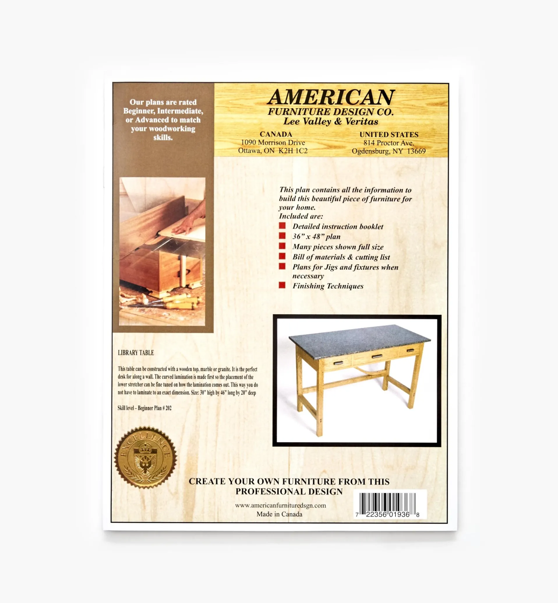 Lee Valley Library Table Plan