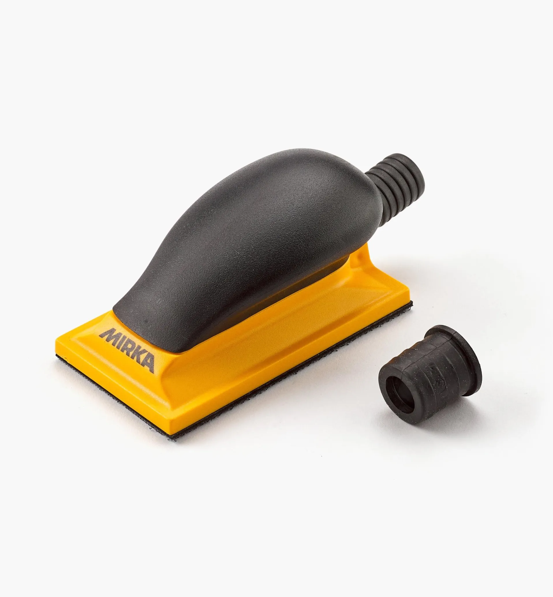 Lee Valley Mirka Yellow Grip Faced 13-Hole Hand-Sanding Vacuum Block (70mm × 125mm)