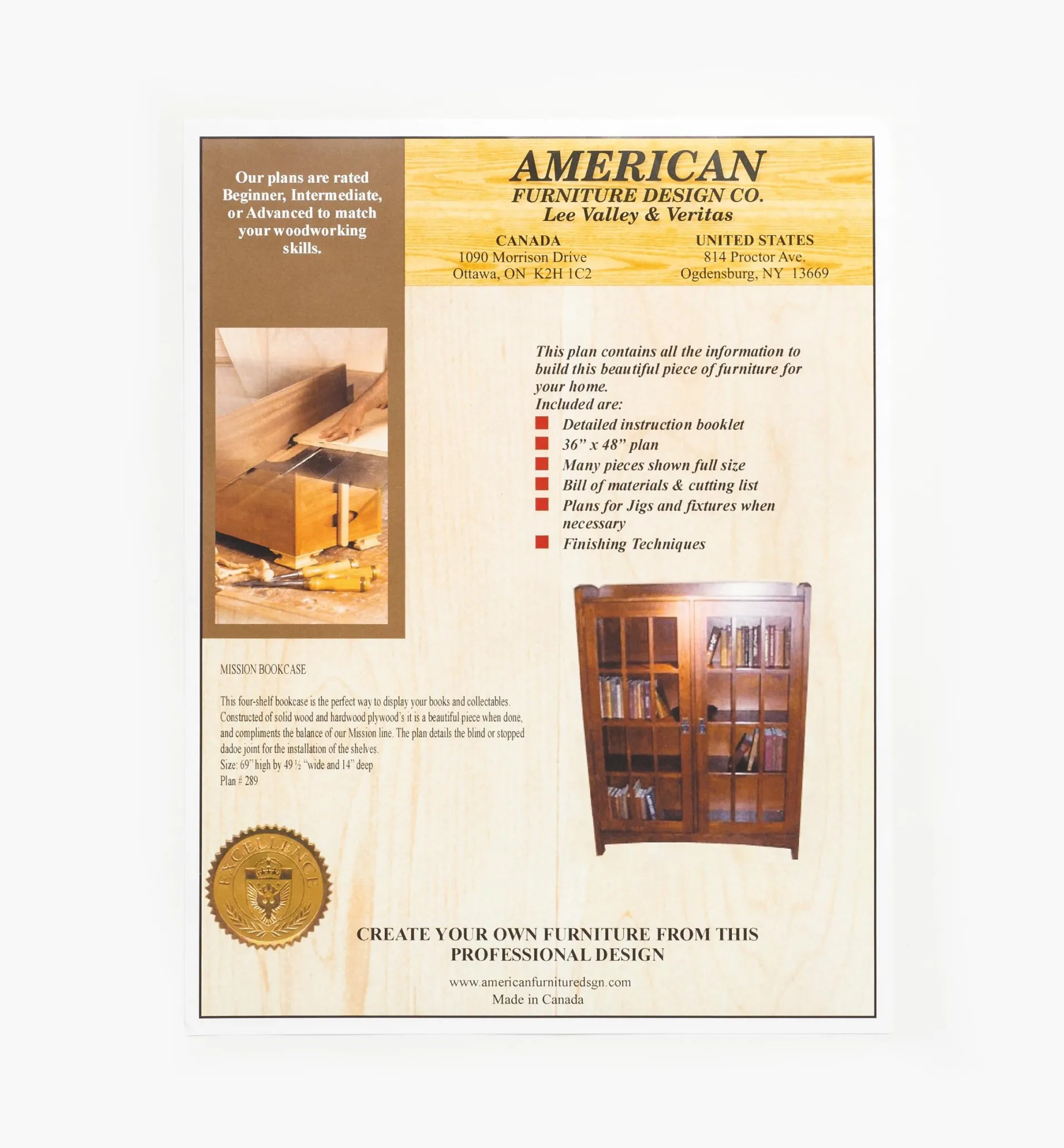 Lee Valley Mission Bookcase Plan