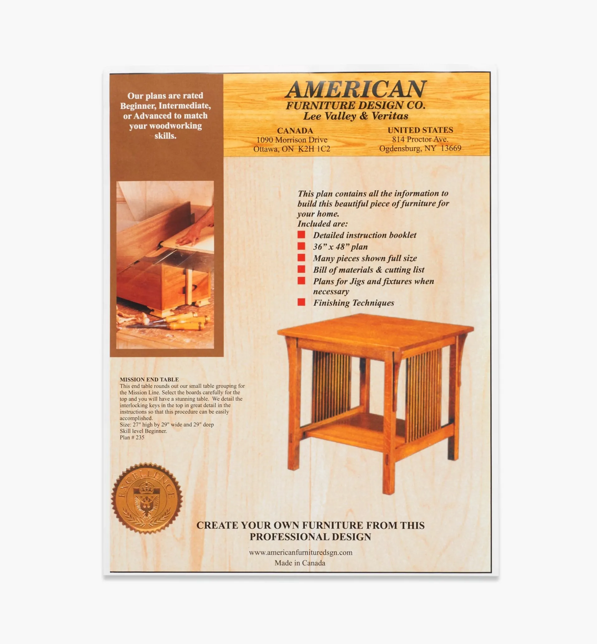 Lee Valley Mission End Table Plan