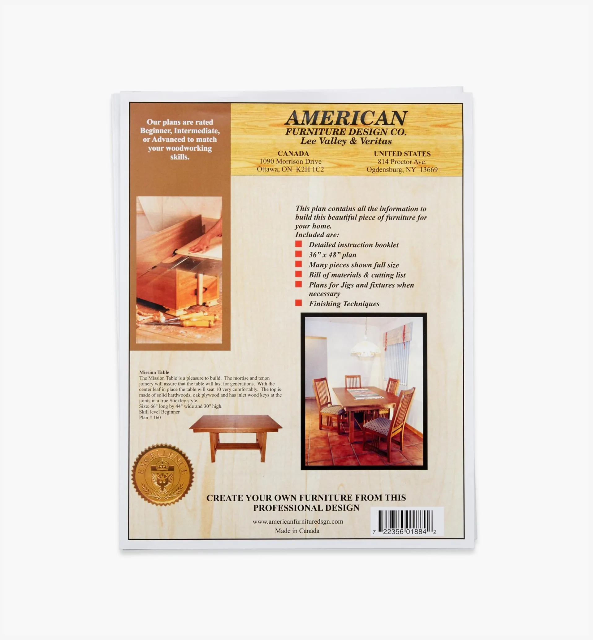 Lee Valley Mission Table Plan