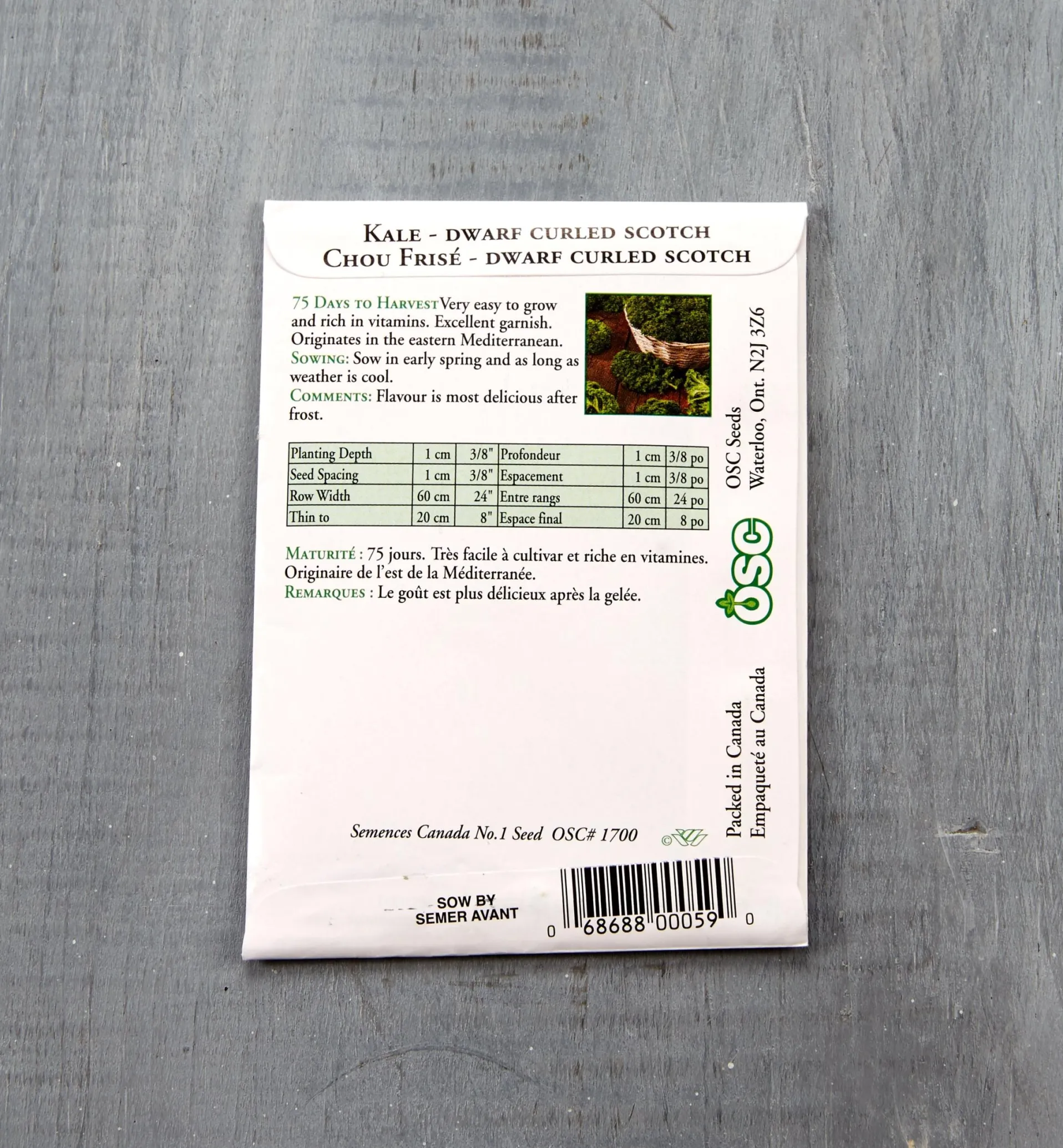 Lee Valley OSC Kale Seed Packet