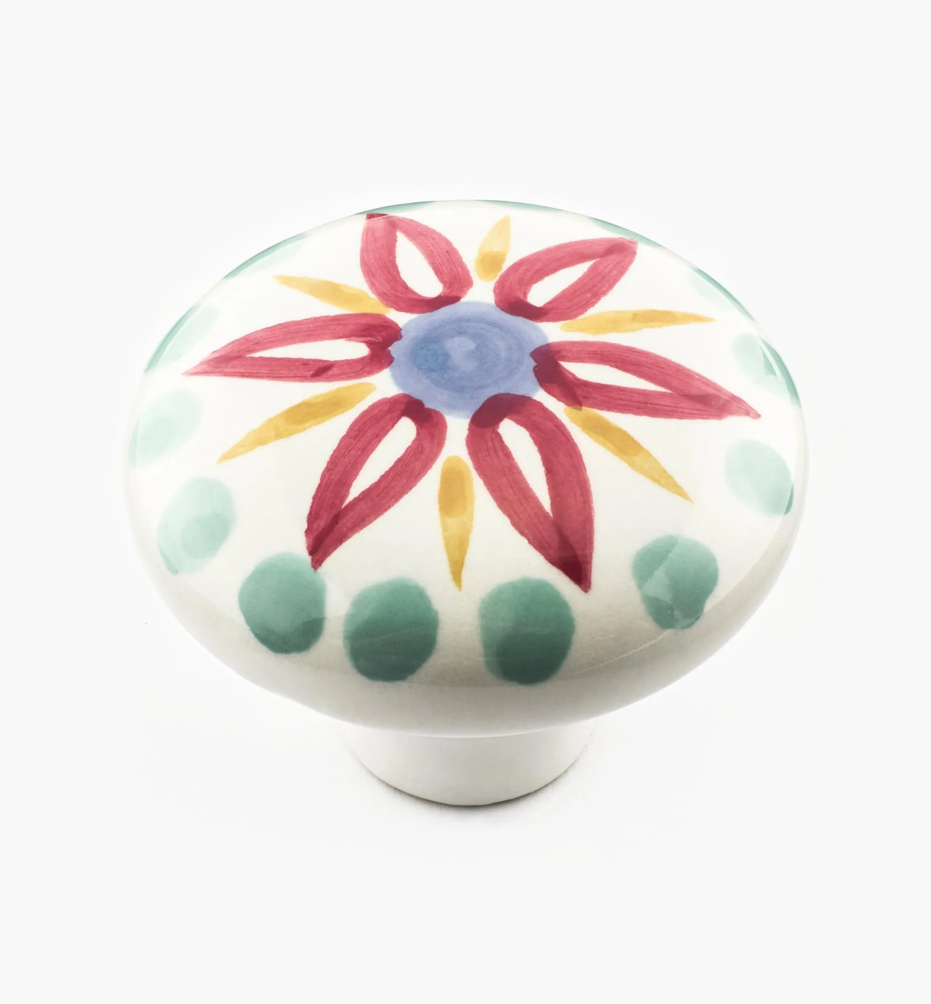 Lee Valley Red Floral Painted Ceramic Knobs