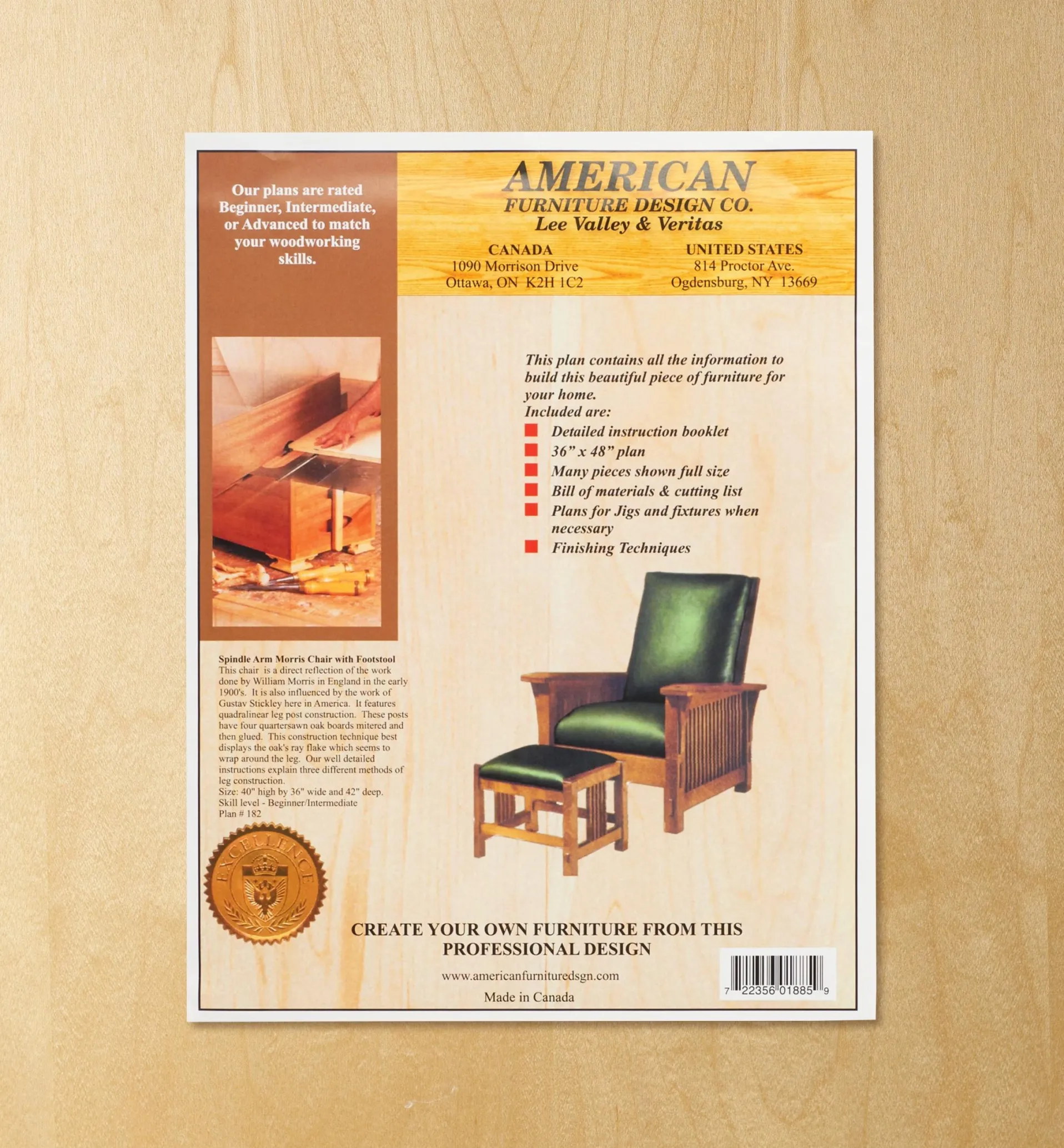 Lee Valley Spindle Arm Morris Chair & Footstool Plan