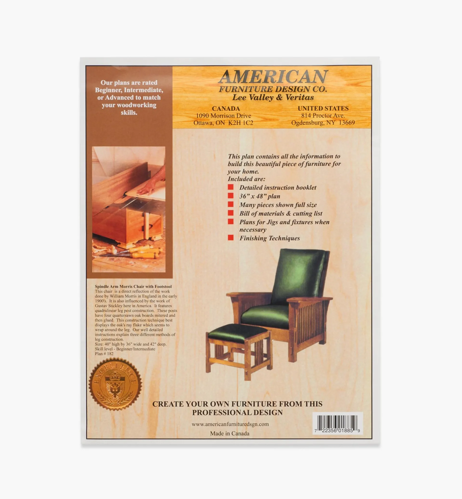 Lee Valley Spindle Arm Morris Chair & Footstool Plan